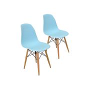 Tekzen Home Eames Sandalye Ahşap Ayaklı - Mavi 2 Adet