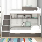 Tekzen Home Lara Genç Odası Çekmeceli 2'li Merdivenli Ranza Gri