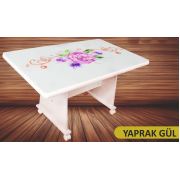 Tekzen Home Mdf Tekerlekli Cam Orta Sehpa - Gül Desenli