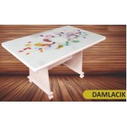 Tekzen Home Mdf Tekerlekli Cam Orta Sehpa - Damla Desenli