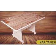 Tekzen Home Mdf Tekerlekli Cam Orta Sehpa - Kar Tanesi Desenli