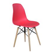 Tekzen Home Eames Sandalye Ahşap Ayaklı - Kırmızı 1 Adet