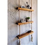 222 Concept Masif Ağaç Antik Meşe Rengi 100x9x4 cm Halatlı Raf CPT1003-3
