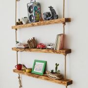 222 Concept Masif Ağaç Antik Meşe Rengi 75x9x4 cm Halatlı Raf CPT1004-3