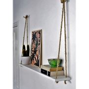 222 Concept Masif Ağaç Beyaz Renk 75x15 cm Halatlı Raf CPT1031-1