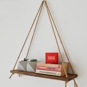 222 Concept Masif Ağaç Eskitme Meşe Renk 75x15 cm Halatlı Raf CPT1105-75