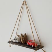 222 Concept Masif Ağaç Eskitme Siyah Renk 75x15 cm Halatlı Raf CPT1106-75