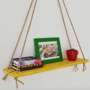 222 Concept Masif Ağaç Eskitme Sarı Renk 50x15 cm Halatlı Raf CPT1109-50