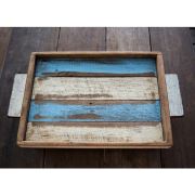 222 Concept Masif Ağaç Eskitme Beyaz Renk 40x30 cm Tepsi CPT5003-40
