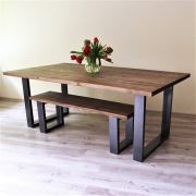 222 Concept Masif Ağaç Ceviz Renk 180x80x3 cm Banklı Yemek Masası CPT7005-180