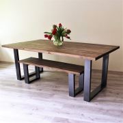 222 Concept Masif Ağaç Ceviz Renk 200x80x3 cm Banklı Yemek Masası CPT7006-200