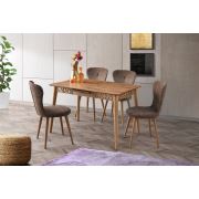 Tekzen Home Yemek Masası Seti Venüs - Loren Sandalye Nubuk Kahve