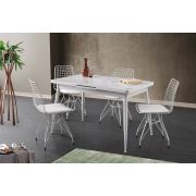Tekzen Home Yemek Masası Seti Polo - Tel Sandalye Beyaz