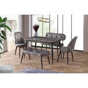 Tekzen Home Yemek Masası Seti + Capitone Bench Takımı(Masa,Sırtlı Bank,Sırtsız Bank,2 Sandalye)