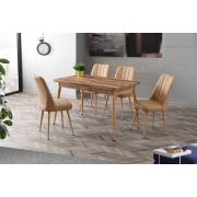 Tekzen Home Yemek Masası Polo - Nil Sandalye Suni Deri Vizon