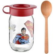 KaktüsKedi Superman Cam Yiyecek Kavanozu Ahşap Kaşık Hediyeli 714107