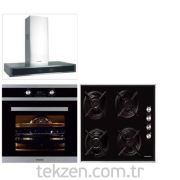 Termikel 3'lü Ankastre Set 6131 Black Fırın + 17152 Black Ocak + 3109 Black Davlumbaz