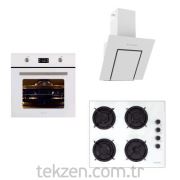 Termikel Lumex White 3'lü Ankastre Set(6352 White Fırın+17152 White Döküm Ocak+6040 Davlumbaz)