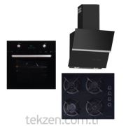 Termikel Black Line Plus 3'lü Ankastre Set (BO 6610 Fırın + 17152 B604L Ocak + LUMEX 6035/60 BL 60 Cm Davlumbaz)