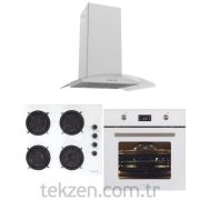 Termikel Beyaz Ankastre Set(Termikel 6555w fırın +17152 W604L LPG/NG +3108 White davlumbaz)