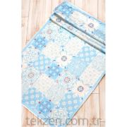 The Mia Karo Desenli Yolluk 150*70 cm - Mavi