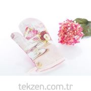 The Mia Pembe Desen Fırın Eldiveni
