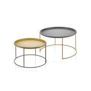 The Mia Sehpa Seti Gold & Haki - 74 x 45 Cm & 64 x 42 Cm GLV0434