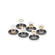 The Mia Lines Çay Bardağı 6 Lı Set - Gold Siyah