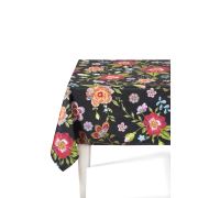 The Mia Floral Masa Örtüsü A - 150x150 cm - Siyah Çiçekli TXT0035