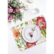 The Mia Floral Amerikan Servis 2li Set A - 50x30 Cm - Beyaz Çiçekli TXT0041