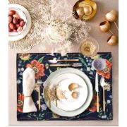 The Mia Floral Amerikan Servis 2li Set B - 50x30 Cm - Siyah Çiçekli TXT0045
