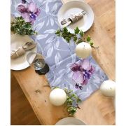 The Mia Yaprak Runner - 140x40 Cm - Gri Beyaz TXT0078