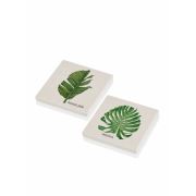 The Mia Taş Bardak Altlığı - 2li Set - Leaf