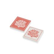 The Mia Taş Bardak Altlığı - 2li Set - Coral