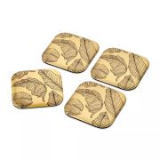 The Mia Bardak Altlığı Banana Palm Gold - 4'lü Set