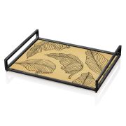 The Mia Tepsi Siyah Banana Palm Gold- 40 x 30 Cm
