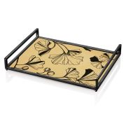 The Mia Tepsi Siyah Ginko Gold - 40 x 30 Cm
