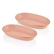 The Mia Basic Oval Servis Somon Pembe - 29 cm 2'li Set