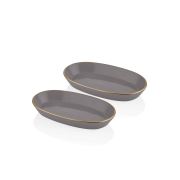 The Mia Basic Oval Servis Gri - 29 cm 2'li Set