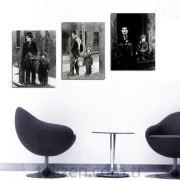 Charlie Chaplin - 3 Parçalı Kanvas Tablo