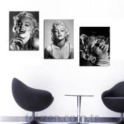 Marilyn Monroe - 3 Parçalı Kanvas Tablo
