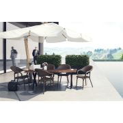 Tilia Osaka Flash Sete (90x150 Camlı Masa + 6 Flash Koltuk) Kahverengi