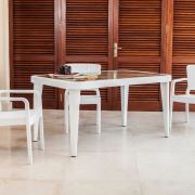 Tilia Osaka Antares Set (90x150 Camlı Masa + 6 Antares Koltuk) Beyaz