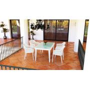 Tilia Osaka Octa Set (90x150 Camlı Masa + 6 Octa Koltuk) Beyaz