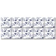 Tink Mavi Çiçek Metraj Desenli Pvc Karo 15x15 cm 10'lu Paket