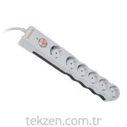 Tunçmatik Enerji Koruma Prizi Powersurge 6'lı Beyaz 238 Joule 1.5mt
