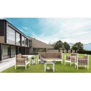 Unimet Lalas DK Bahçe Mobilyası 3+2+1+1 (Sehpalar Dahil) Beyaz-Kahverengi