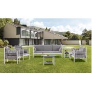 Unimet Hatkus DK Bahçe Mobilyası 3+2+1+1 (Sehpalar Hariç) Beyaz-Füme
