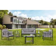 Unimet Hatkus Dk Metal Bahçe Mobilyası 2+1+1 Siyah (Sehpalar Hariç) Füme