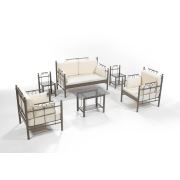 Unimet Hatkus Dk Metal Bahçe Mobilyası 2+1+1 Kahverengi (Sehpalar Hariç) Bej